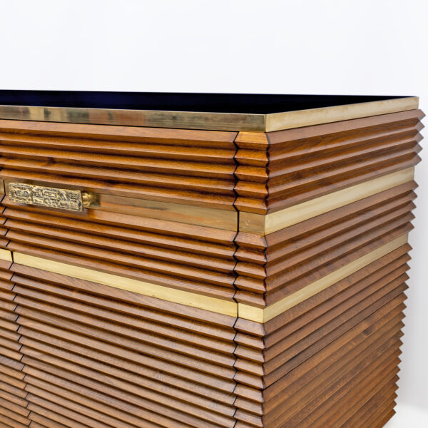 Mid-century Modern Italian Brass and Teak Sideboard, 1970s - Image 9