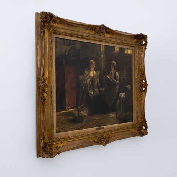 Edward Portielje "The letter", 19th Century Flemish oil Painting - Image 3