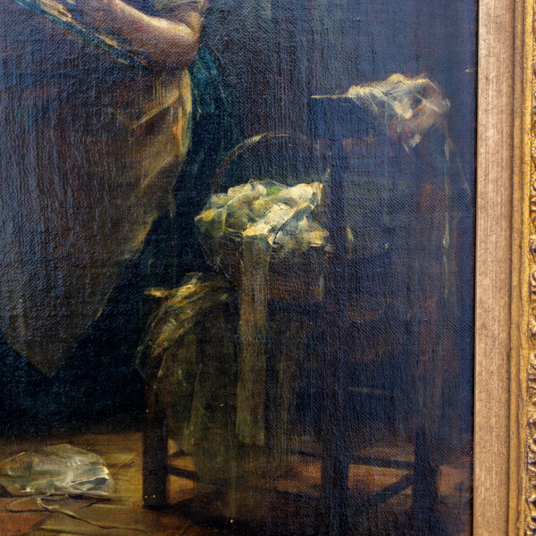 Edward Portielje "The letter", 19th Century Flemish oil Painting - Image 6
