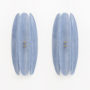 Pair of Fontana Arte Style Light Blu Murano Glass Sconces