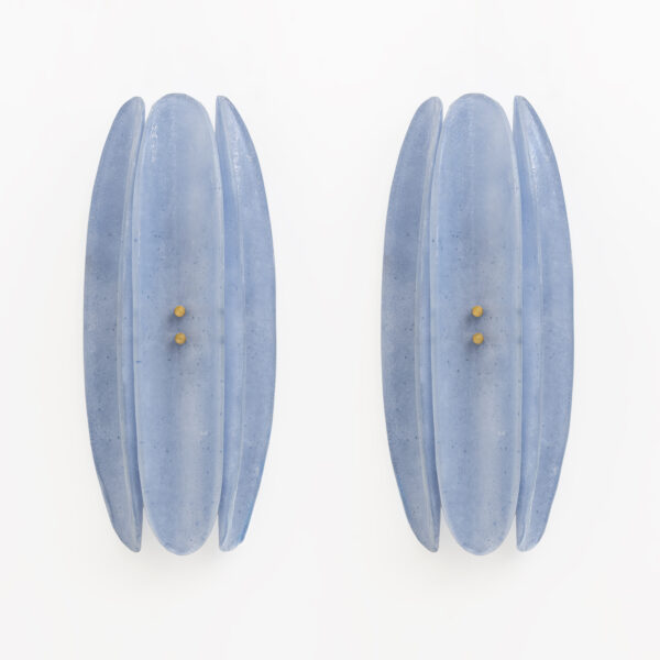 Pair of Fontana Arte Style Light Blu Murano Glass Sconces