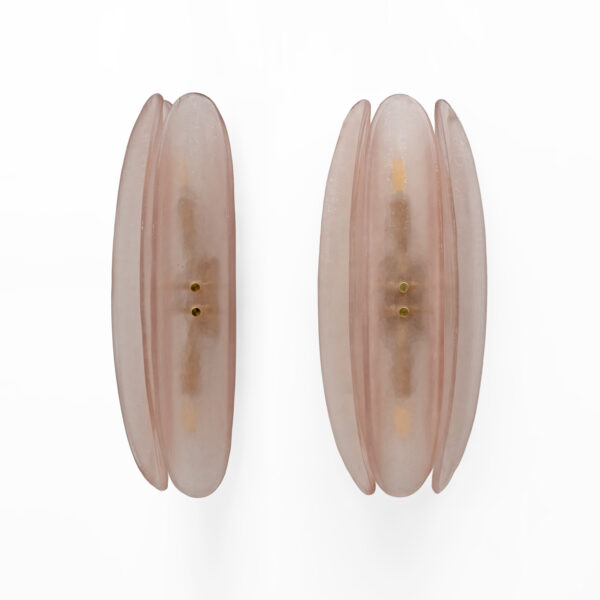 Pair of Fontana Arte Style Pink Murano Glass Sconces