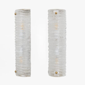 Pair of Barovier & Toso Style Brass and Murano Glass Sconces