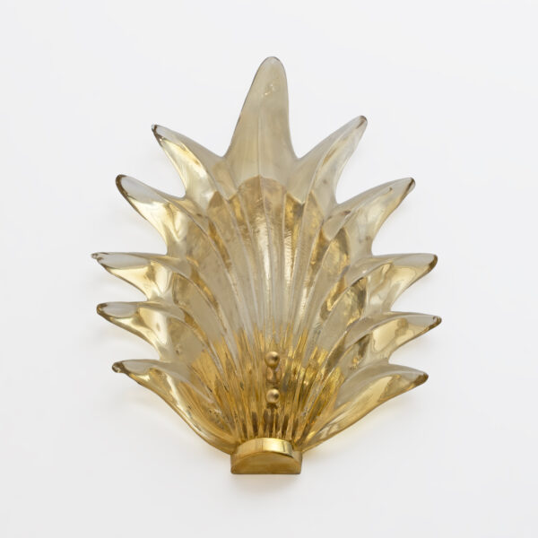 Pair Barovier & Toso Style Italian Murano Glass Leaf Sconces - Image 7