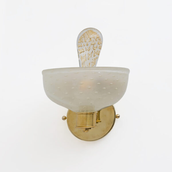 Barovier & Toso Brass and Pulegoso Murano Glass Sconces, Pair - Image 2