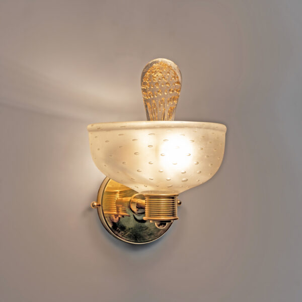 Barovier & Toso Brass and Pulegoso Murano Glass Sconces, Pair - Image 3