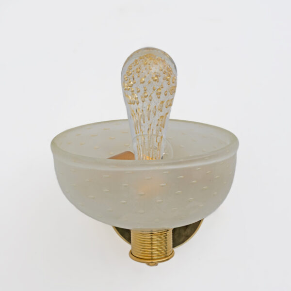 Barovier & Toso Brass and Pulegoso Murano Glass Sconces, Pair - Image 4