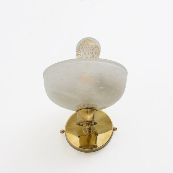 Barovier & Toso Brass and Pulegoso Murano Glass Sconces, Pair - Image 5