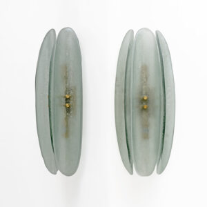 Pair of Fontana Arte Style Aqua Green Murano Glass Sconces