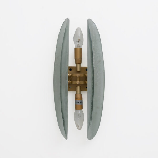 Pair of Fontana Arte Style Aqua Green Murano Glass Sconces - Image 8
