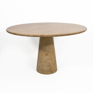 Attributed to Angelo Mangiarotti Travertine Round Dining Table, 70s