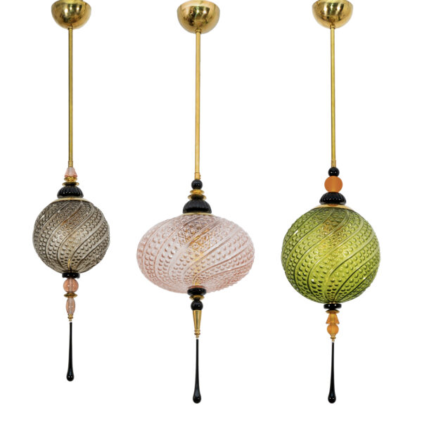 Blown Murano Glass and Brass Pendant Lamp - Image 9