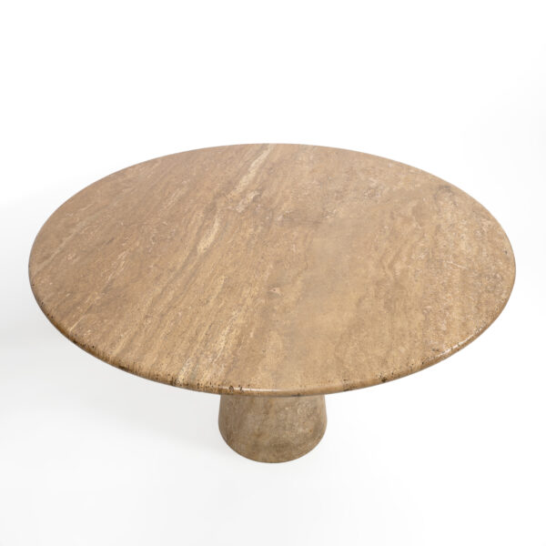 Attributed to Angelo Mangiarotti Travertine Round Dining Table, 70s - Image 4