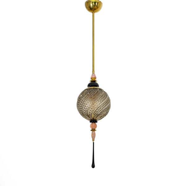 Blown Murano Glass and Brass Pendant Lamp