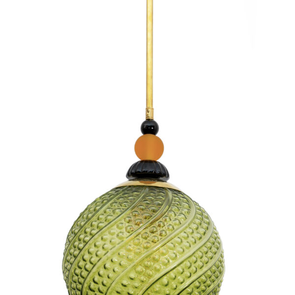 Blown Murano Glass and Brass Pendant Lamp - Image 5