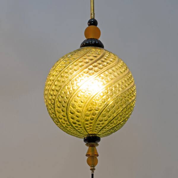Blown Murano Glass and Brass Pendant Lamp - Image 3