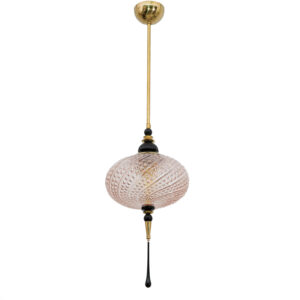 Blown Murano Glass and Brass Pendant Lamp