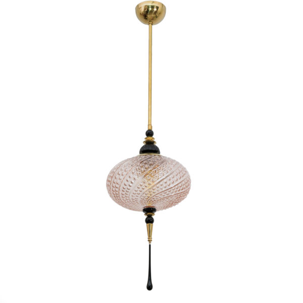 Blown Murano Glass and Brass Pendant Lamp