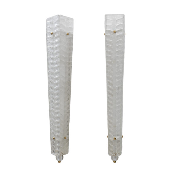 Pair of Art Deco Style Brass and Murano Glass Graniglia Sconces