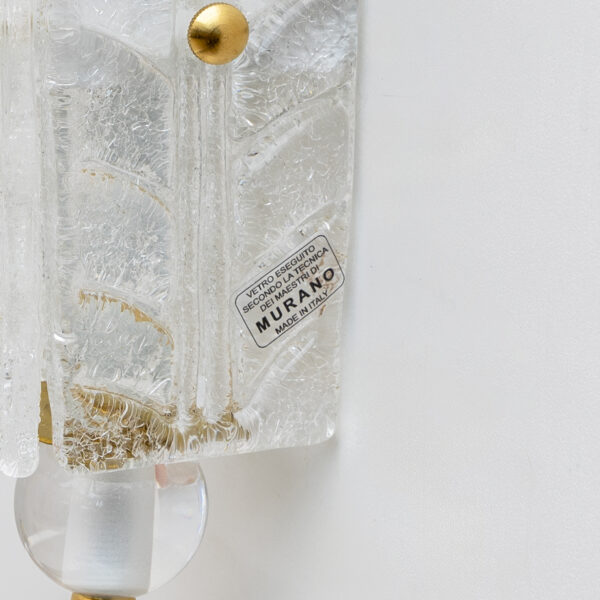 Pair of Art Deco Style Brass and Murano Glass Graniglia Sconces - Image 9