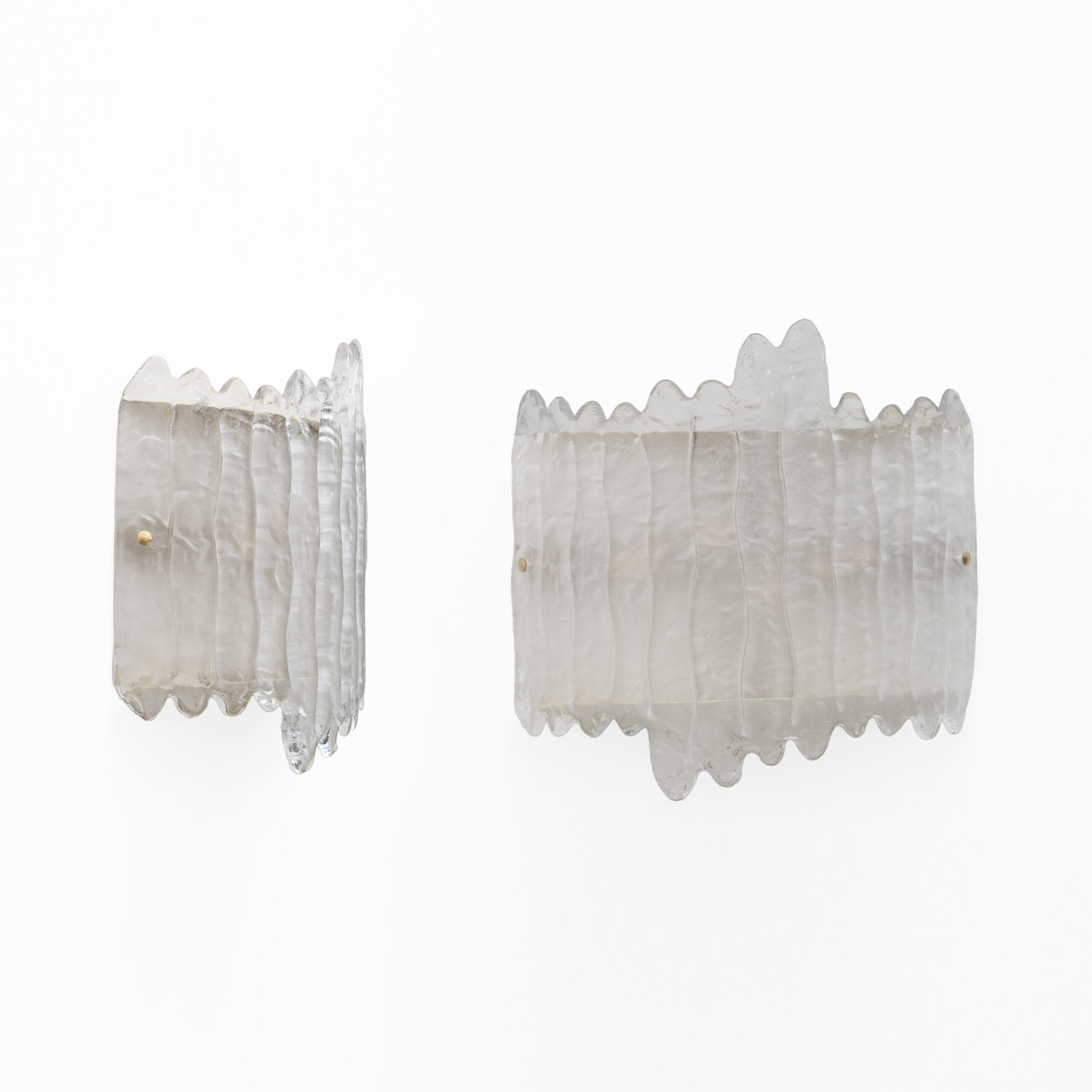 Pair of Italian Murano Glass and Brass glacier Wall Sconces