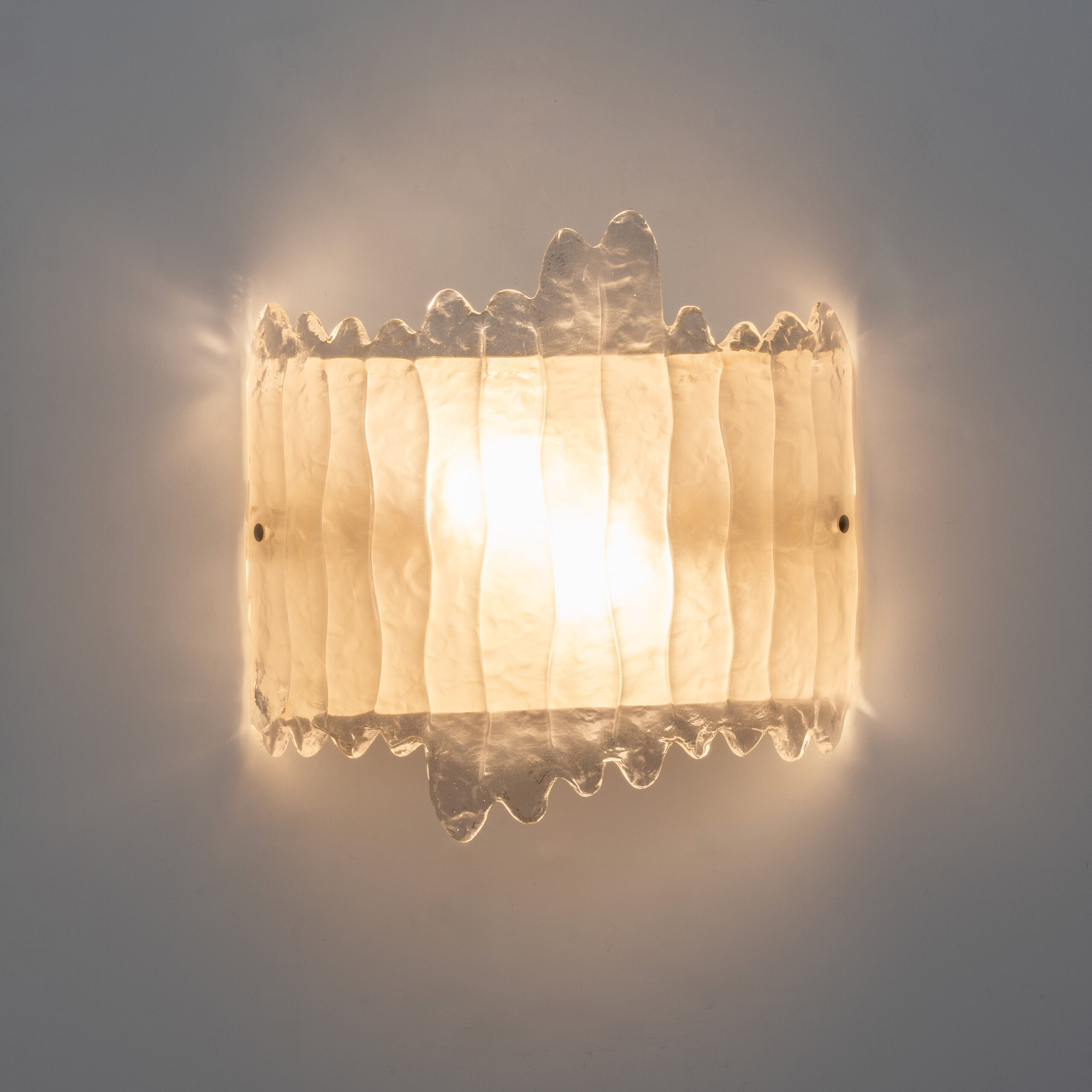 Pair of Italian Murano Glass and Brass glacier Wall Sconces - Image 3