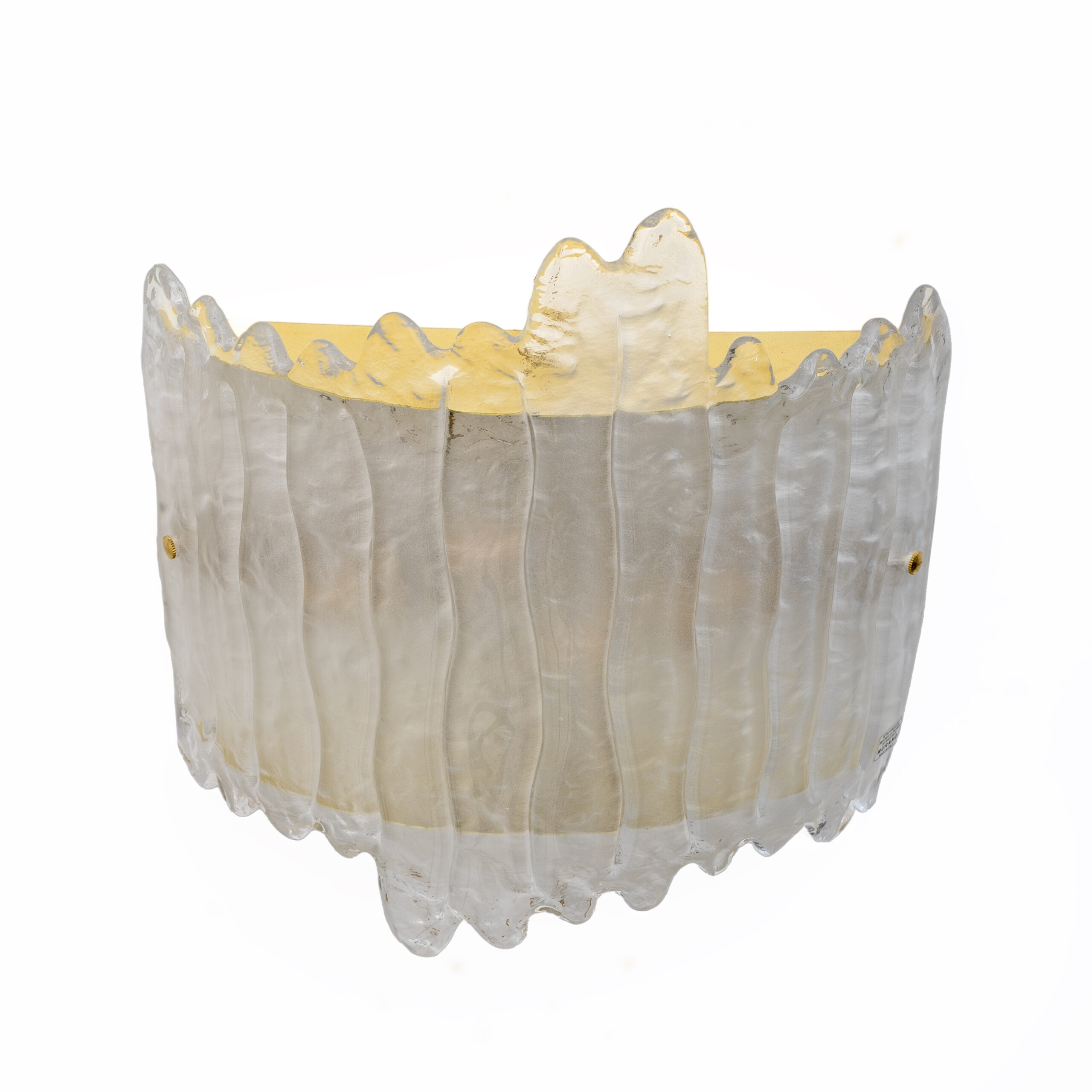 Pair of Italian Murano Glass and Brass glacier Wall Sconces - Image 4