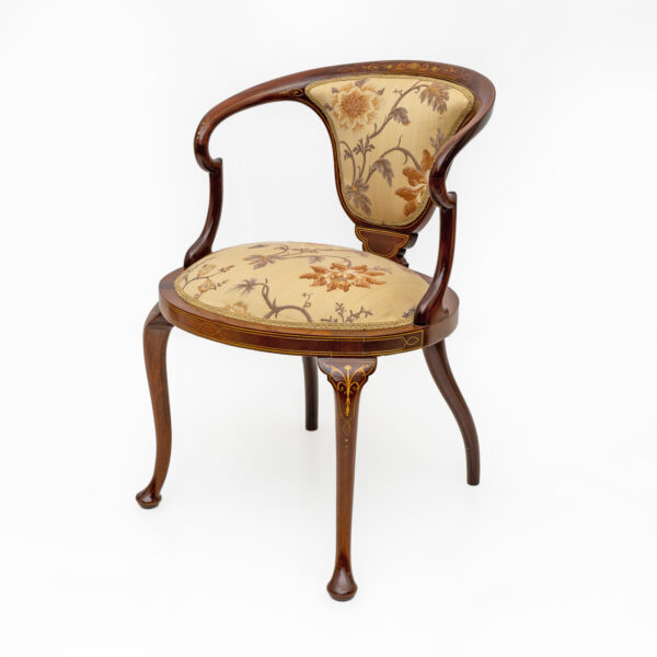 Beautiful Edwardian Inlaid Tub Back Chair - Image 8