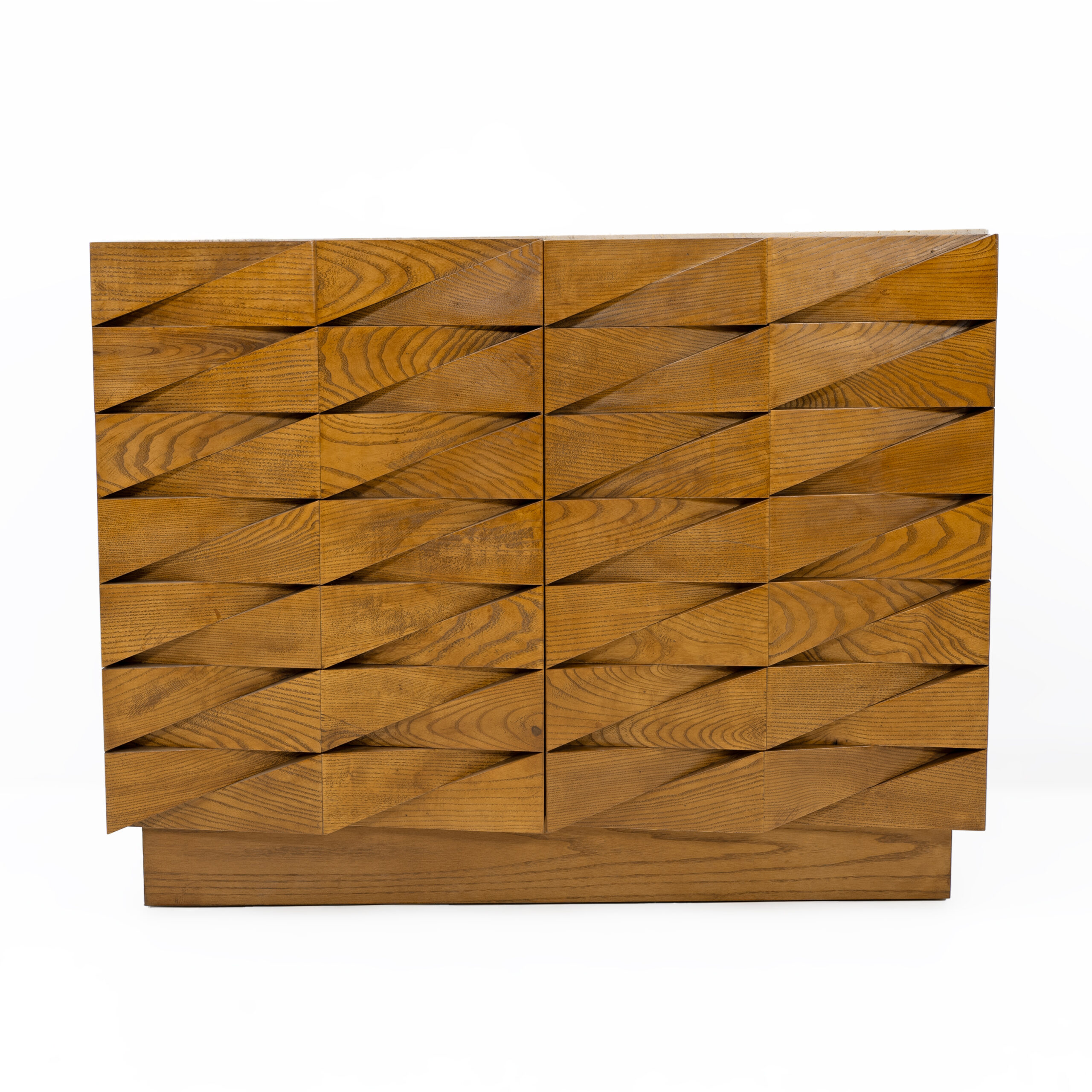 Sculpted Oak Italian Sideboard with Travertine Top - Image 3