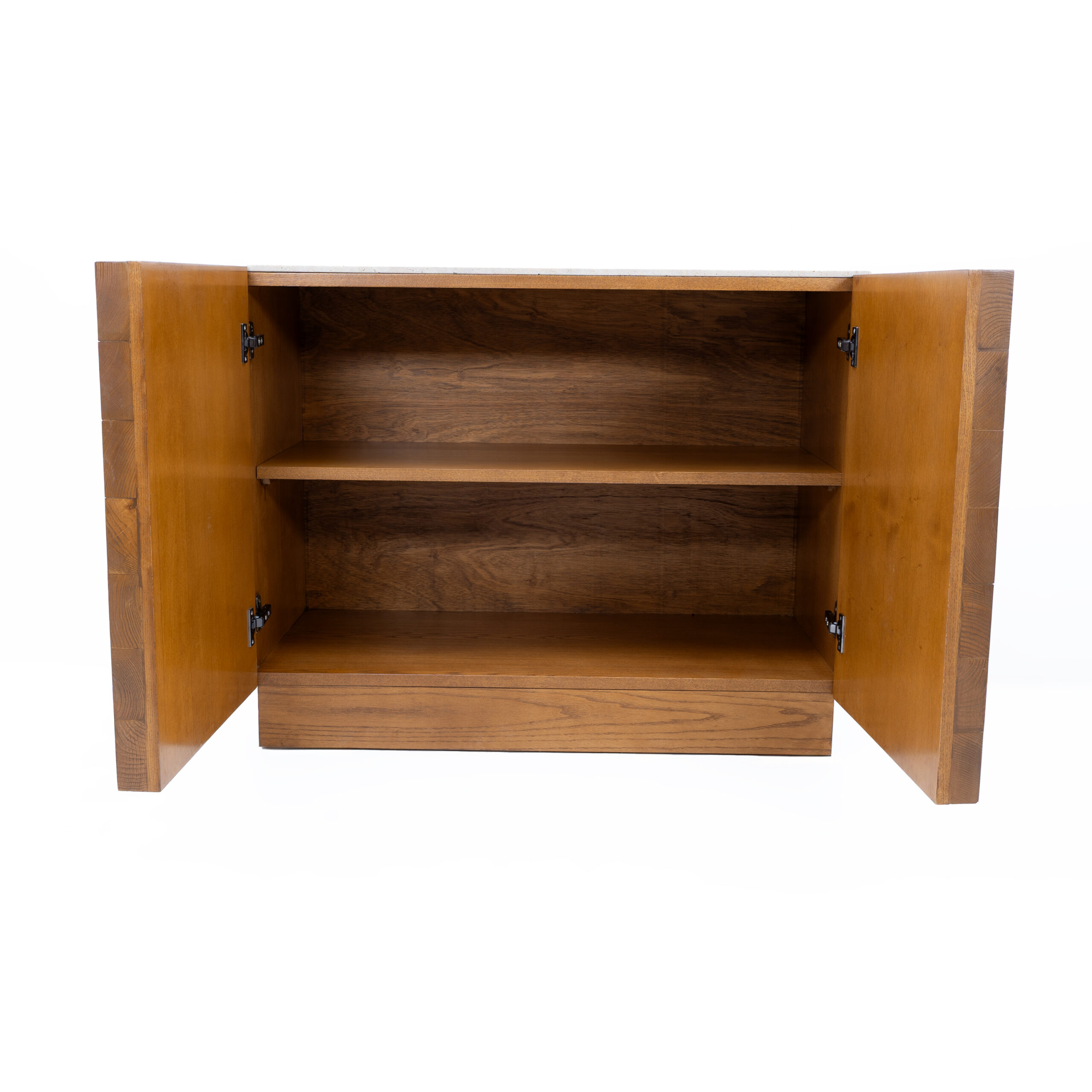 Sculpted Oak Italian Sideboard with Travertine Top - Image 7