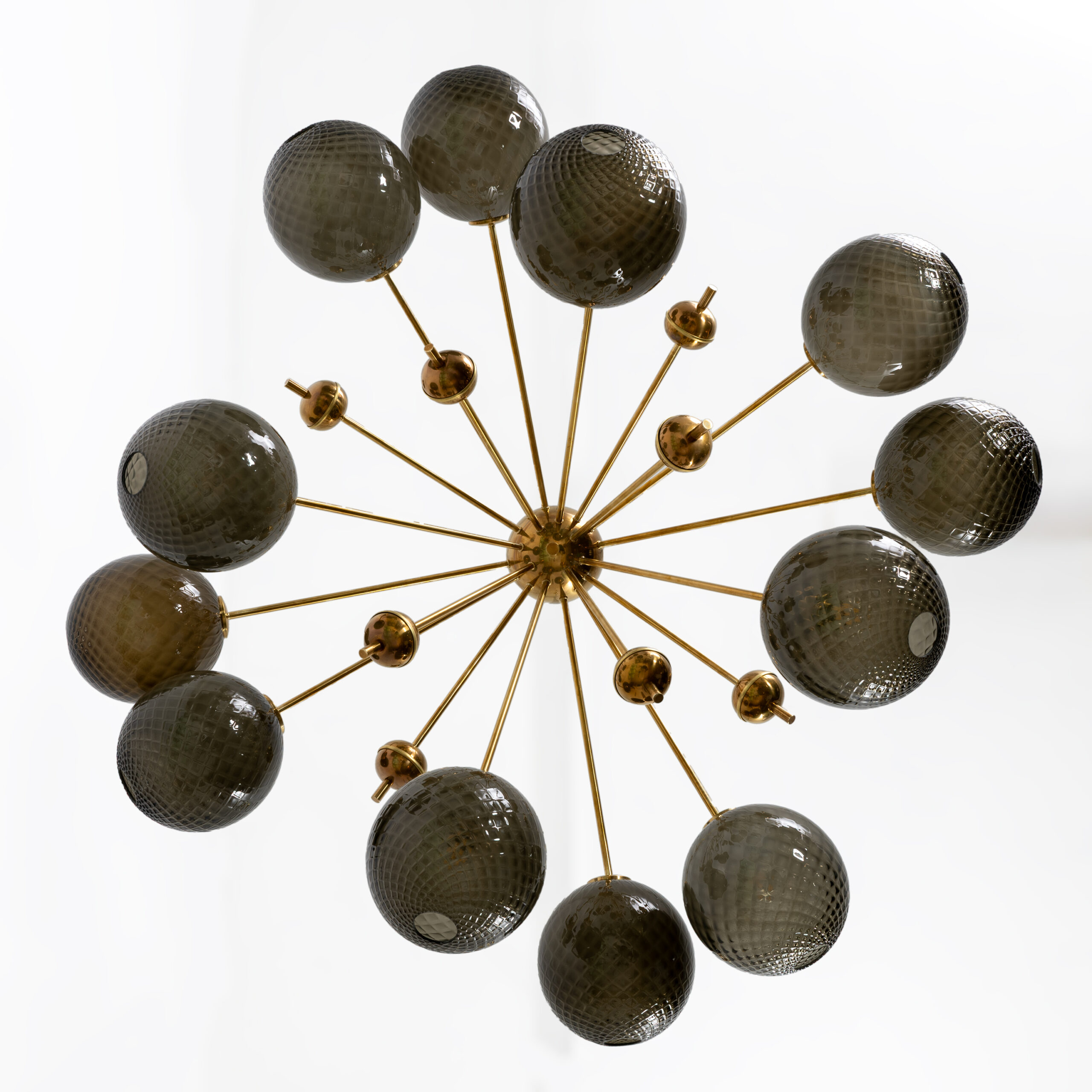 “Galaxy” Chandelier in Brass and Fumé Murano Glass - Image 6
