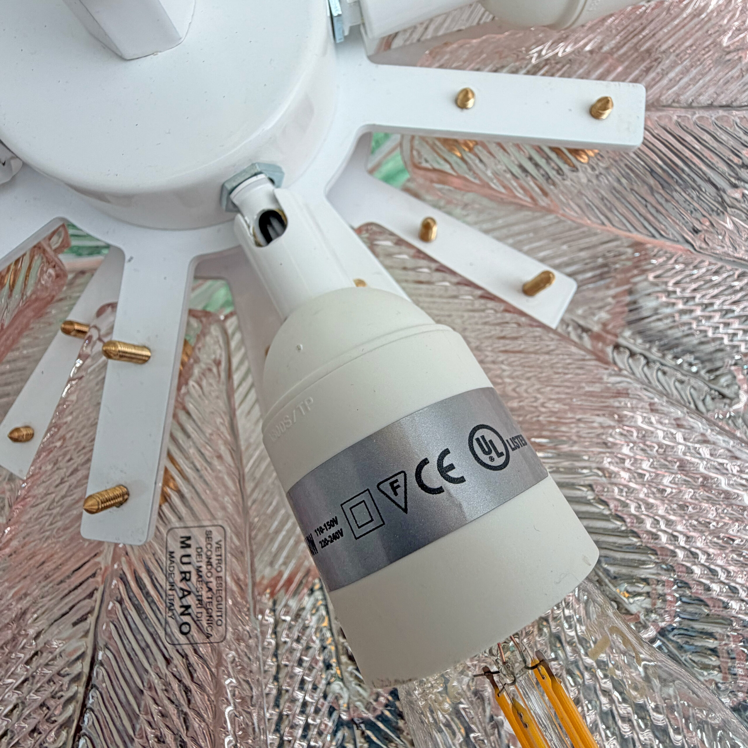 Mid-Century Modern “Margherita Rosa” Murano Glass Ceiling Light - Image 9