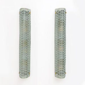 Pair of Murano Glass Textured Light Green Wall Sconces