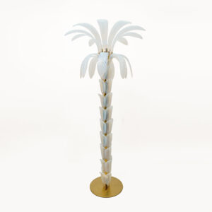 Iridescent Murano Glass and Brass Palm Tree Floor Lamp