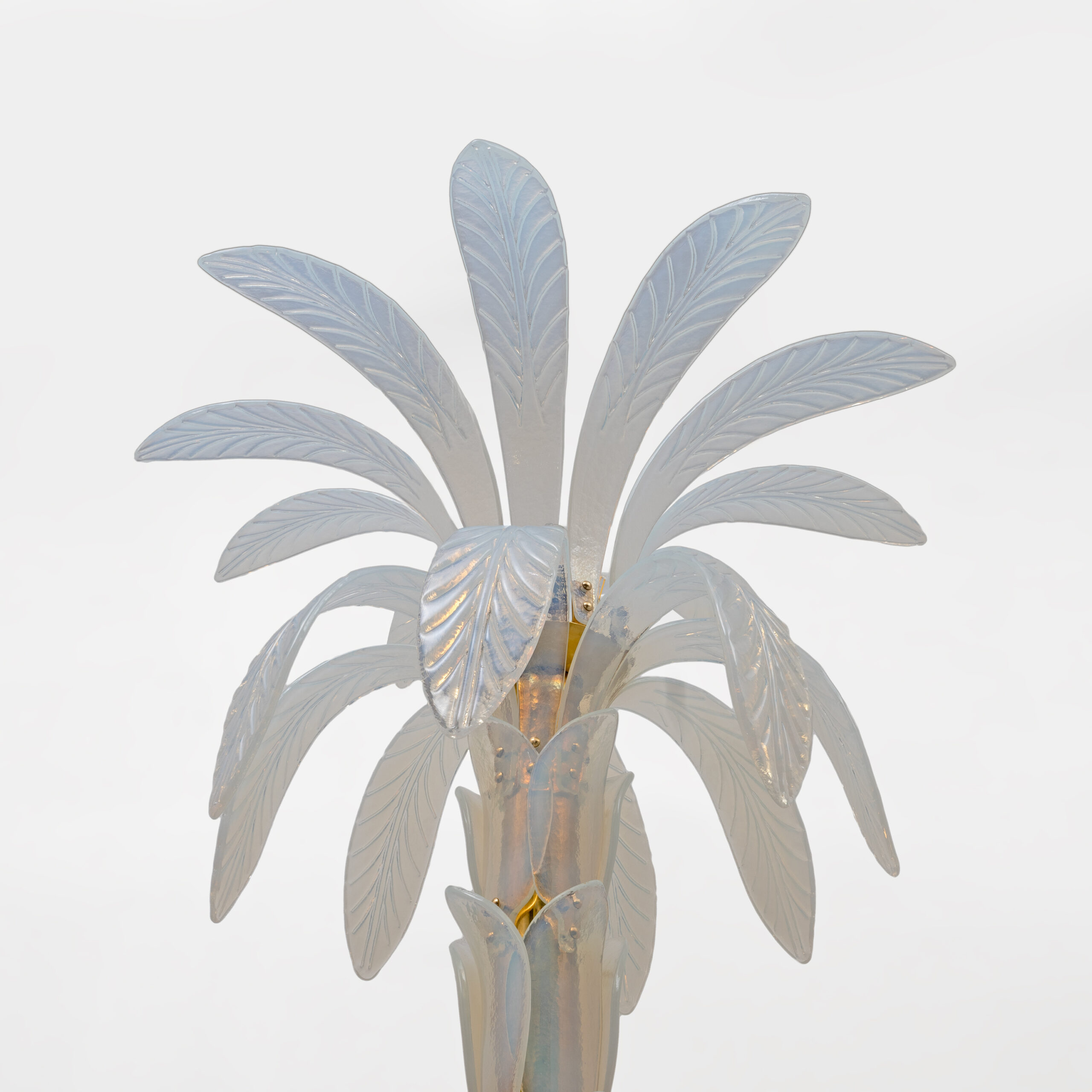 Iridescent Murano Glass and Brass Palm Tree Floor Lamp - Image 3