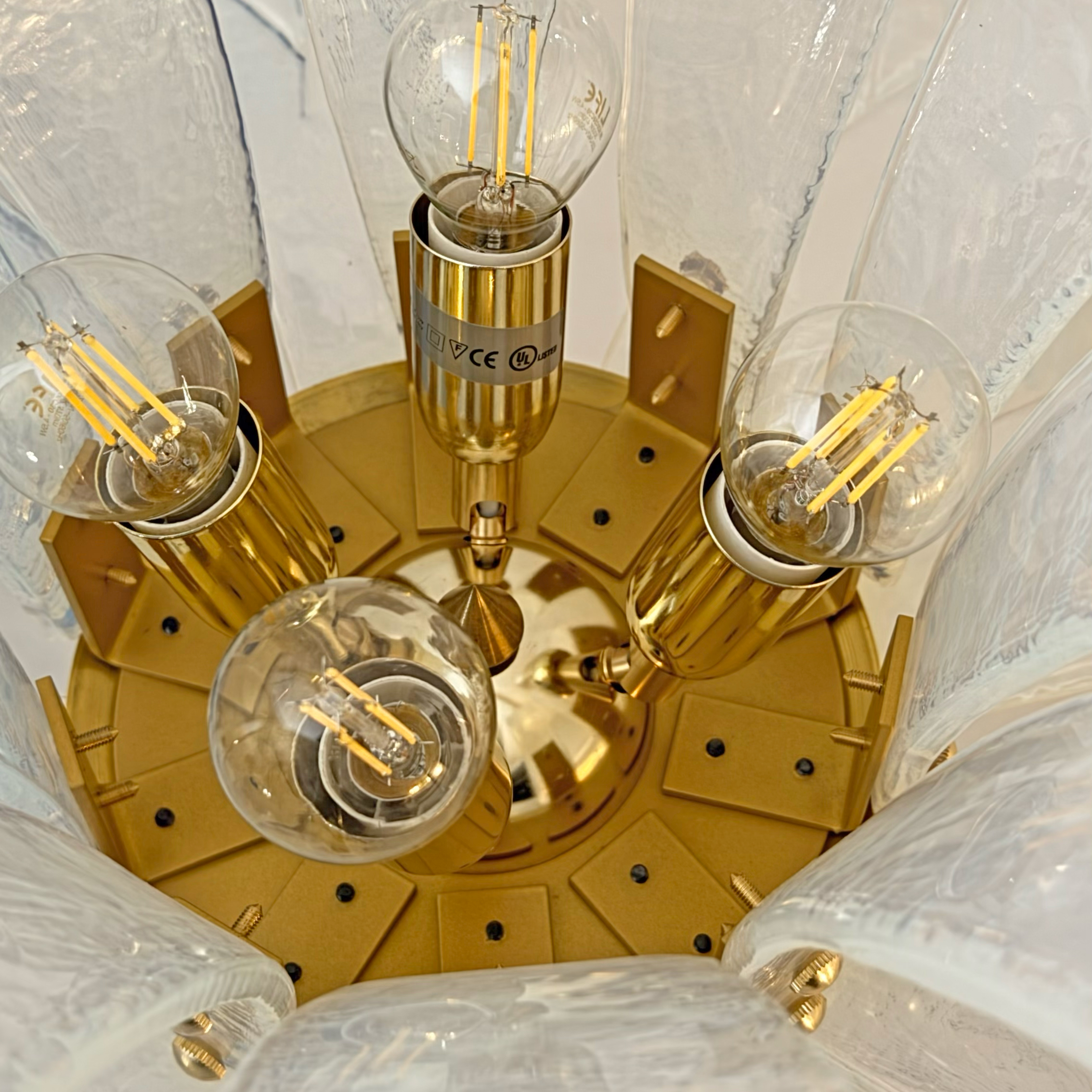 Iridescent Murano Glass and Brass Palm Tree Floor Lamp - Image 9