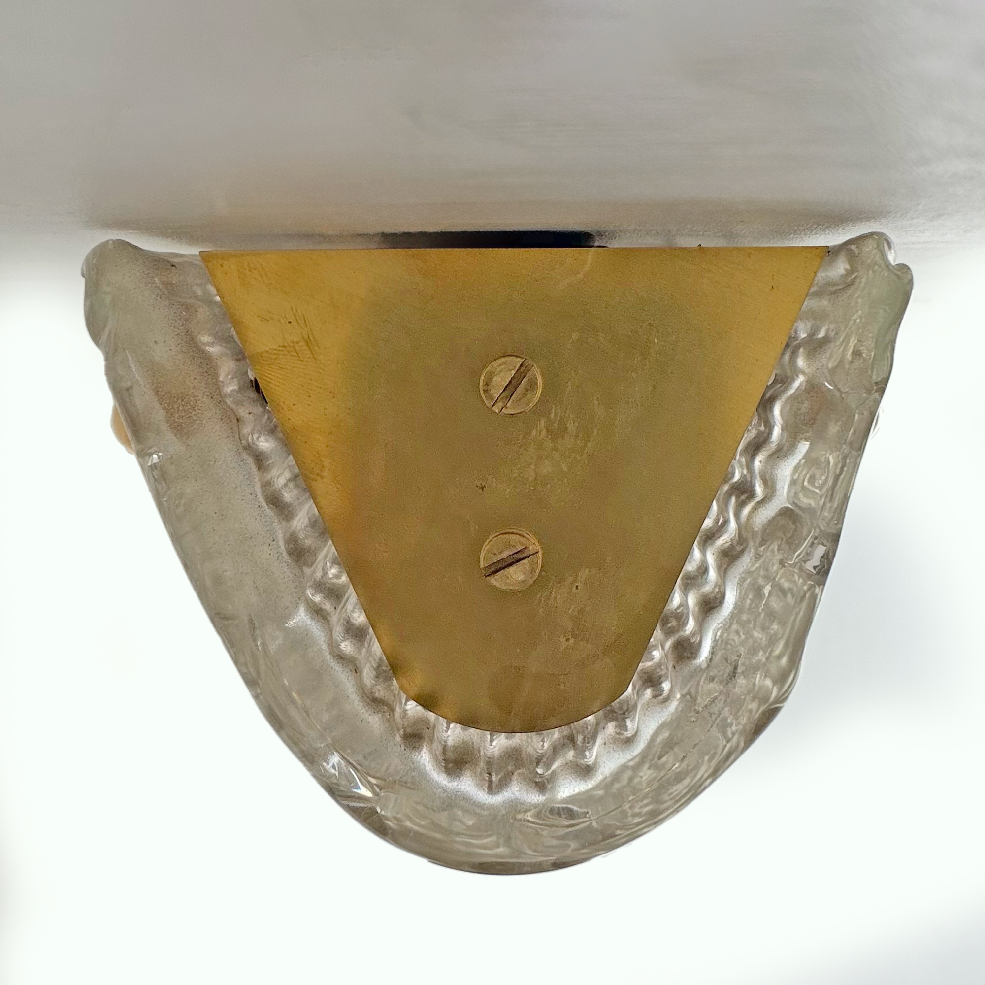 Pair of Brass and Murano Glass Textured Light Beige Sconces - Image 5