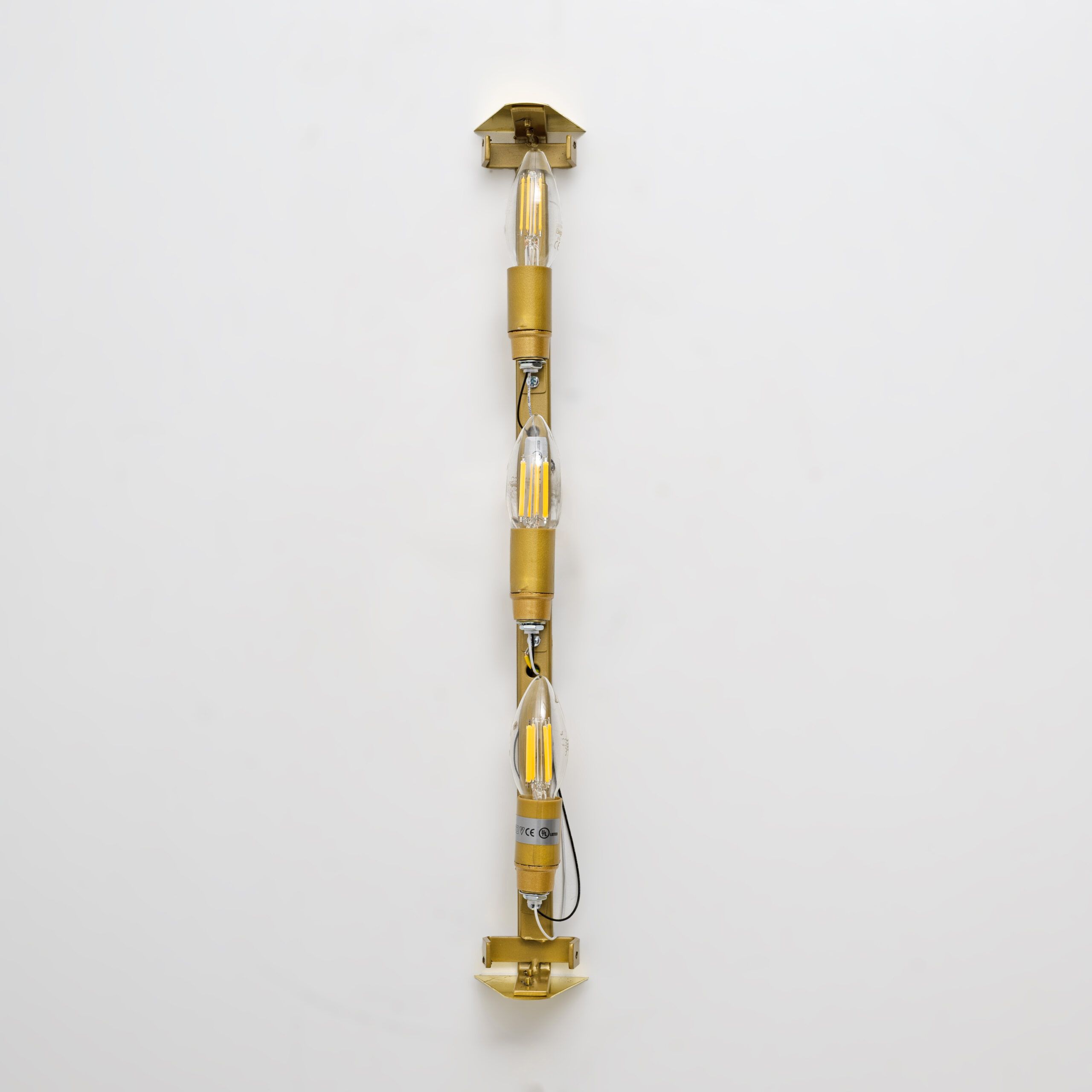 Pair of Brass and Murano Glass Textured Light Beige Sconces - Image 3