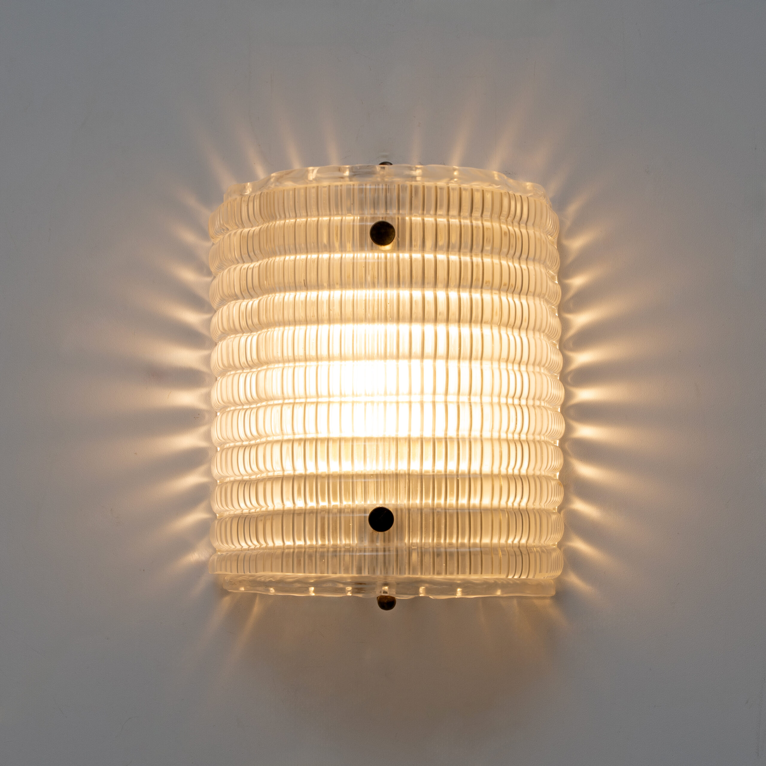 Pair of Murano Glass Wall Sconces with Ribbed Texture - Image 7