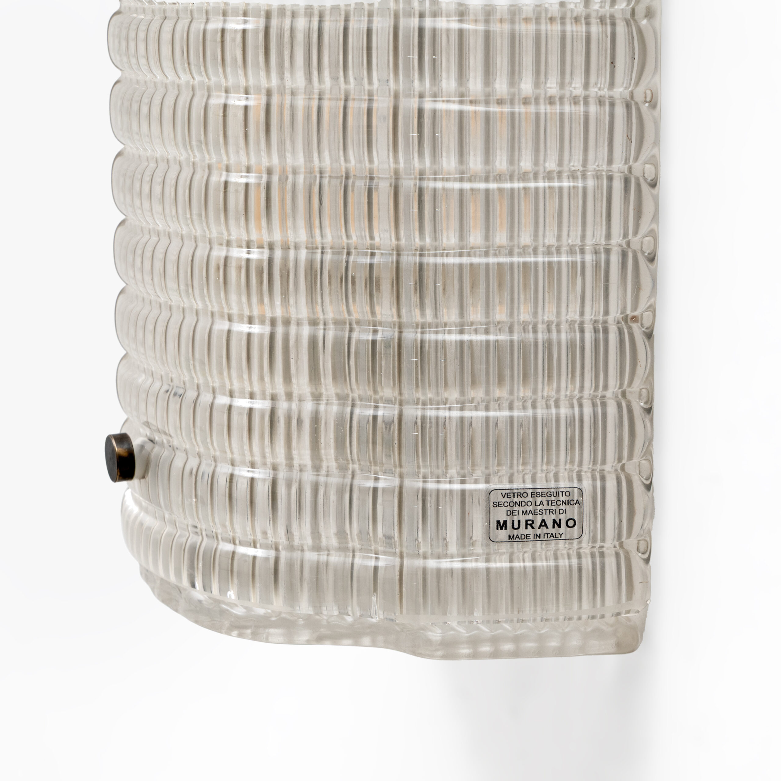 Pair of Murano Glass Wall Sconces with Ribbed Texture - Image 3
