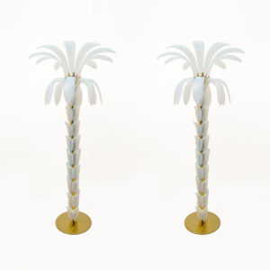 Pair of Iridescent Murano Glass Palm Tree Floor Lamps