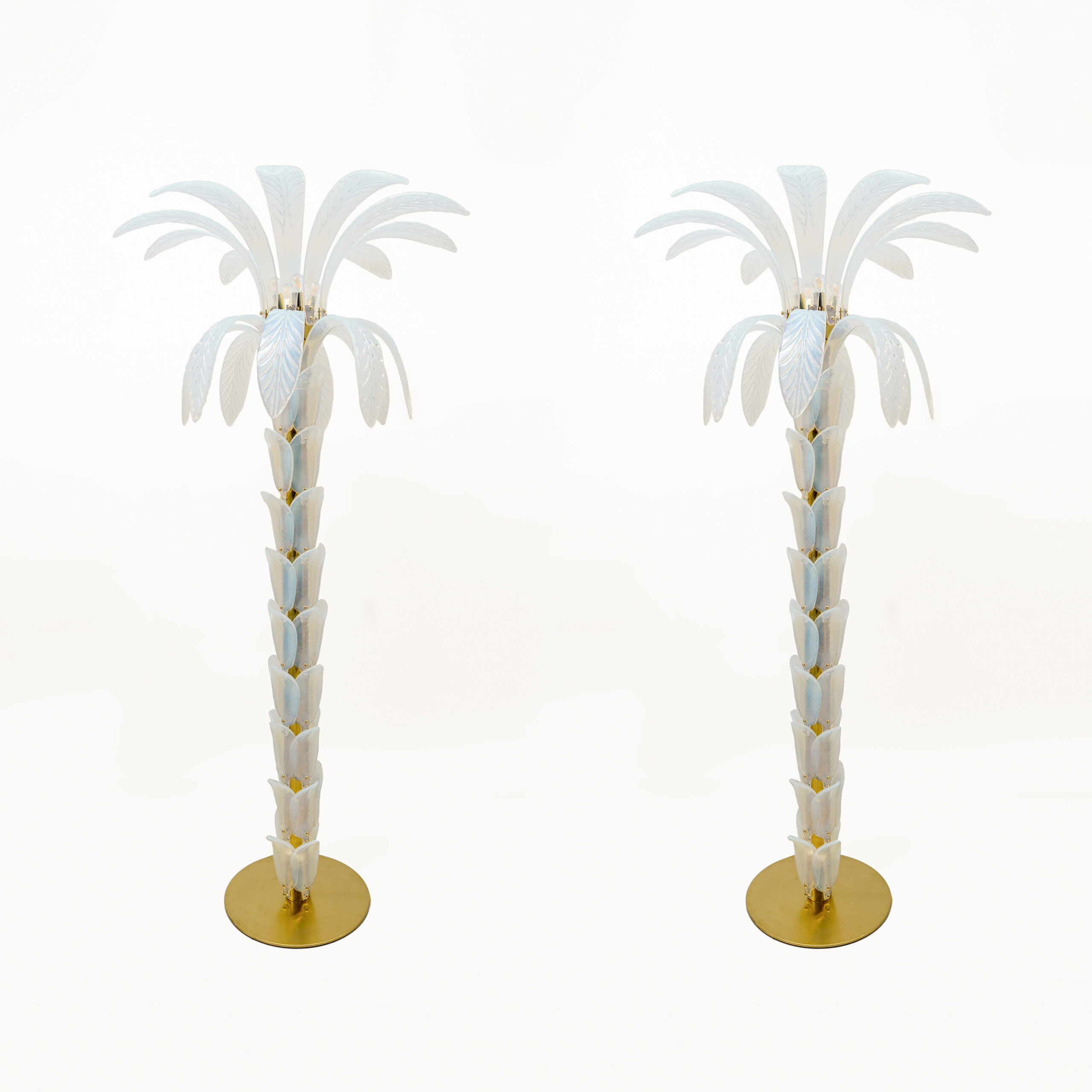Pair of Iridescent Murano Glass Palm Tree Floor Lamps