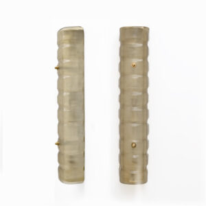 Pair of Murano Gold-Toned Frosted Glass Sconces, Italy