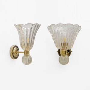 Attributed to Barovier & Toso Murano Glass Sconces, Pair