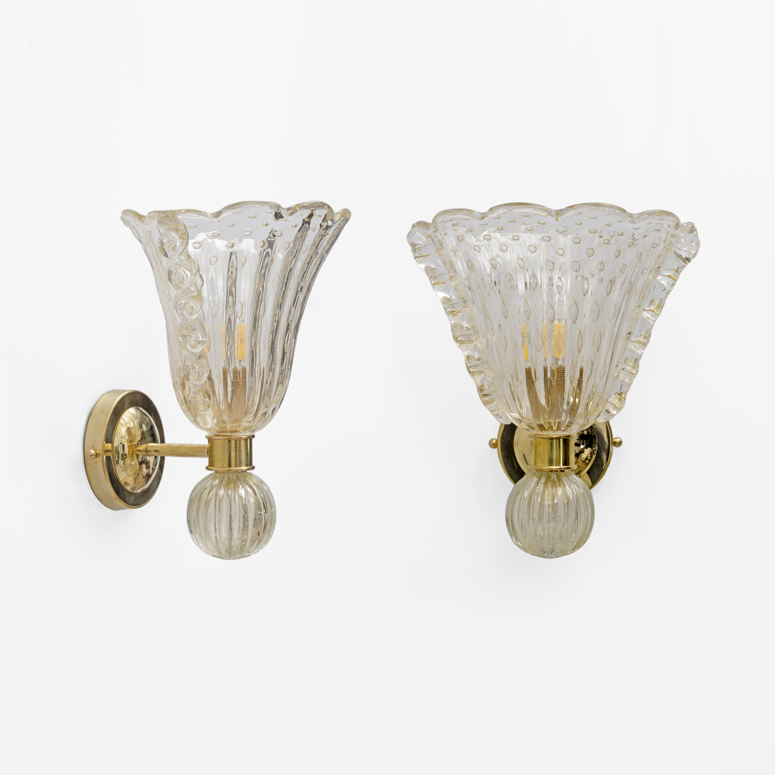 Attributed to Barovier & Toso Murano Glass Sconces, Pair