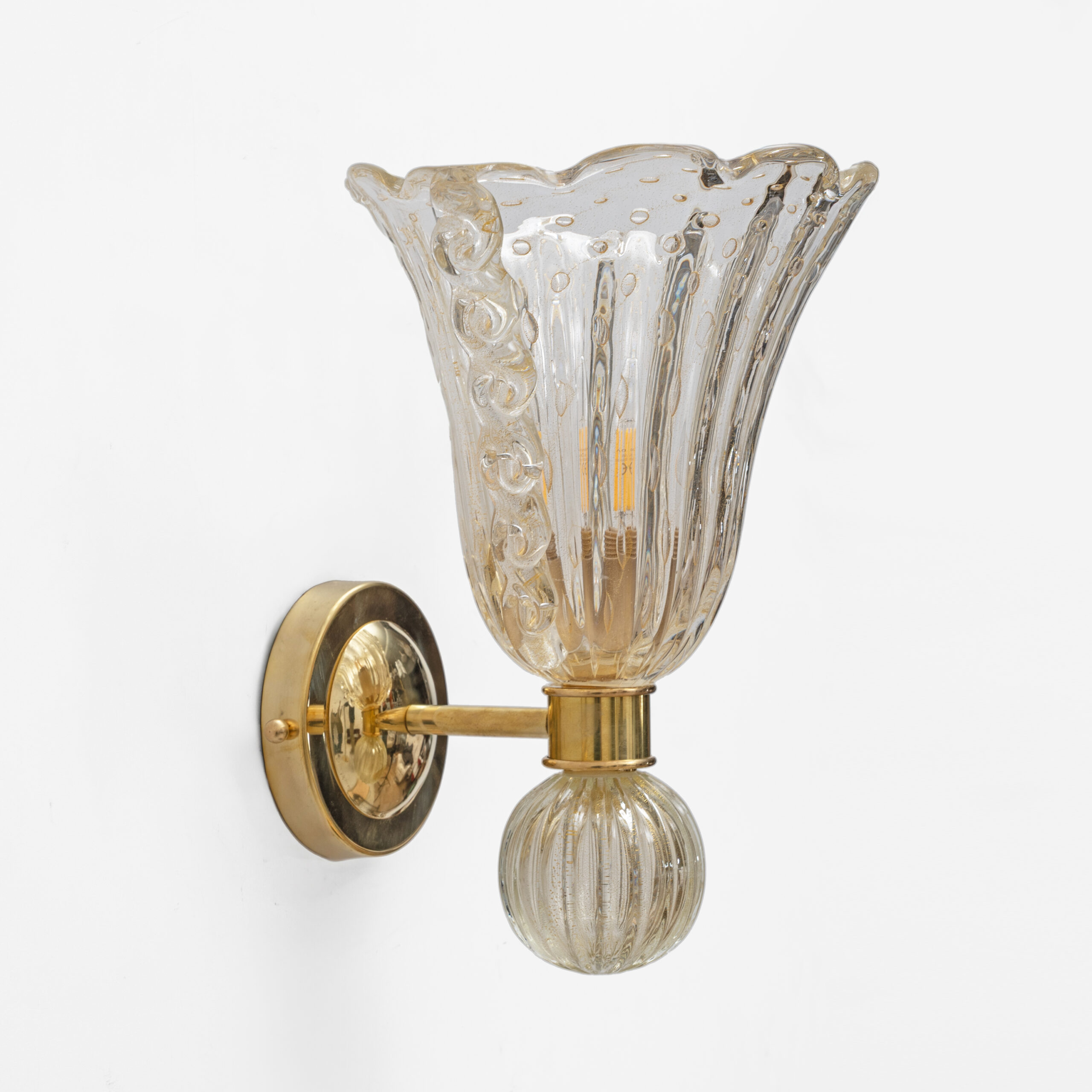 Attributed to Barovier & Toso Murano Glass Sconces, Pair - Image 3