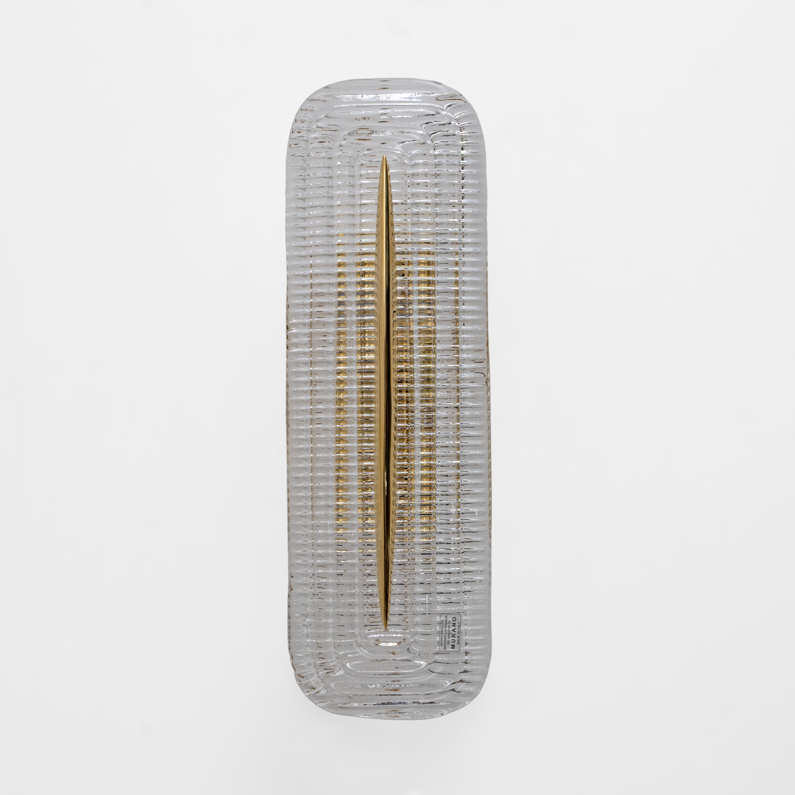 Pair of Modern Murano Glass Transparent and Brass Sconces, Italy - Image 2