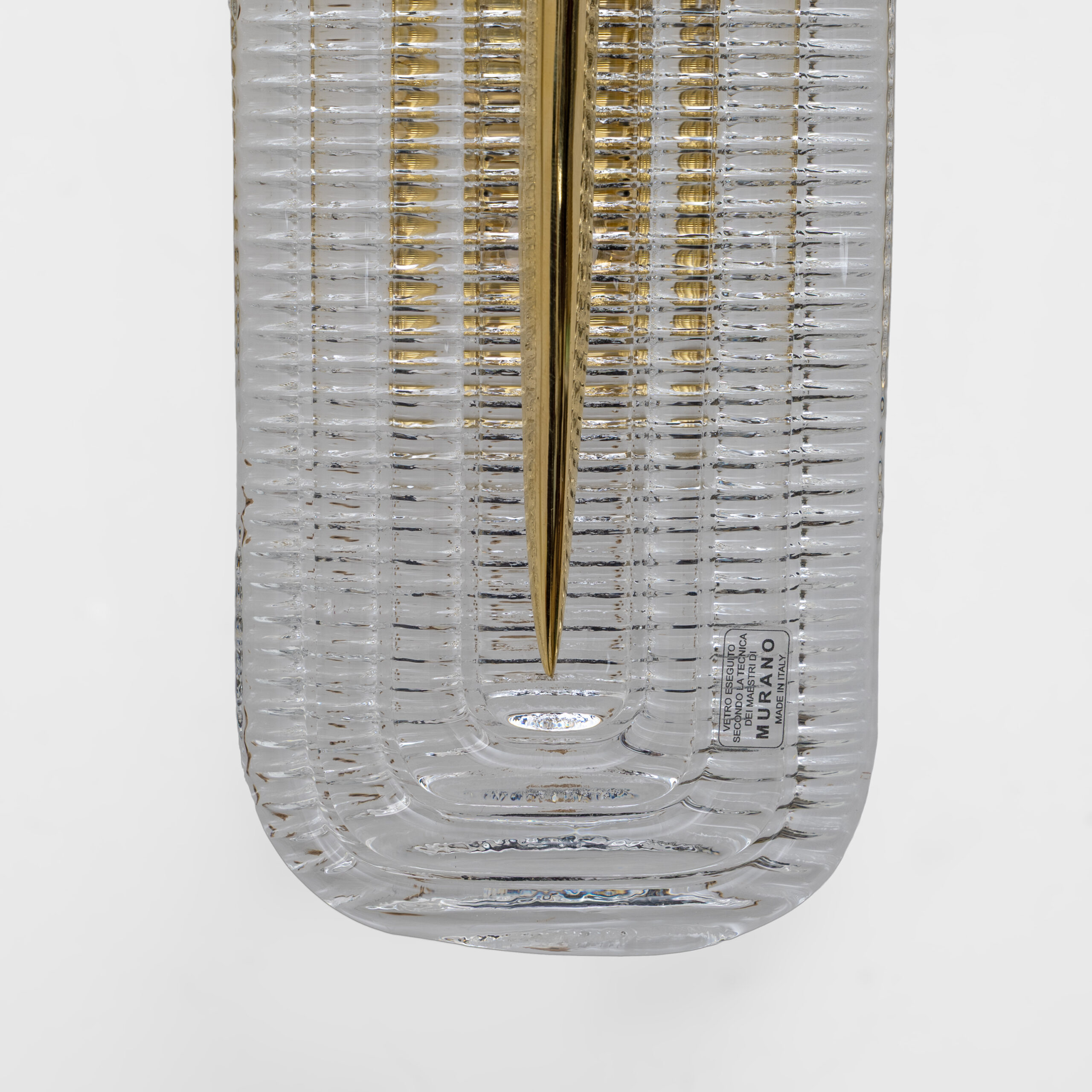 Pair of Modern Murano Glass Transparent and Brass Sconces, Italy - Image 4