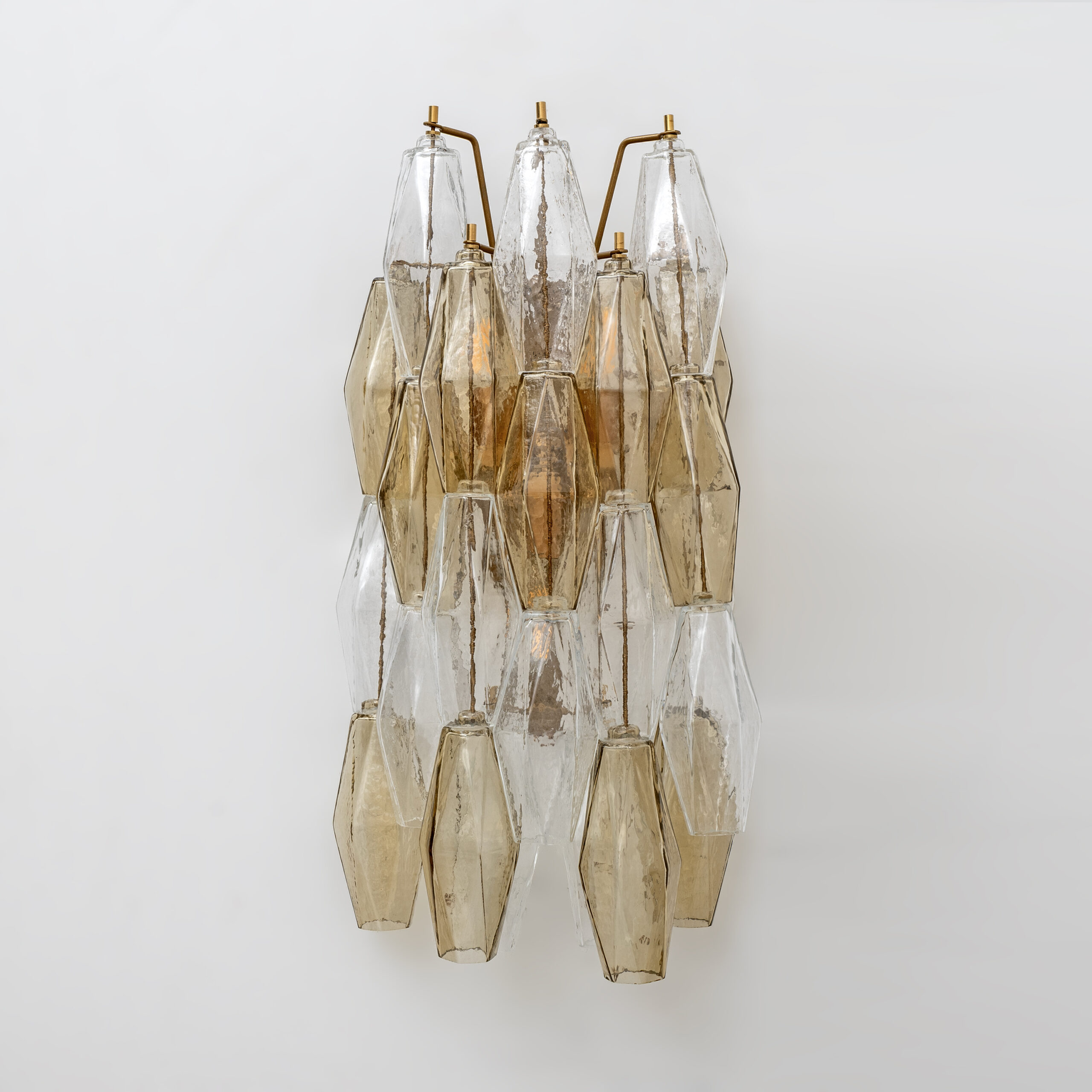 Pair of Murano Glass Poliedri Sconces in Amber and Clear - Image 2