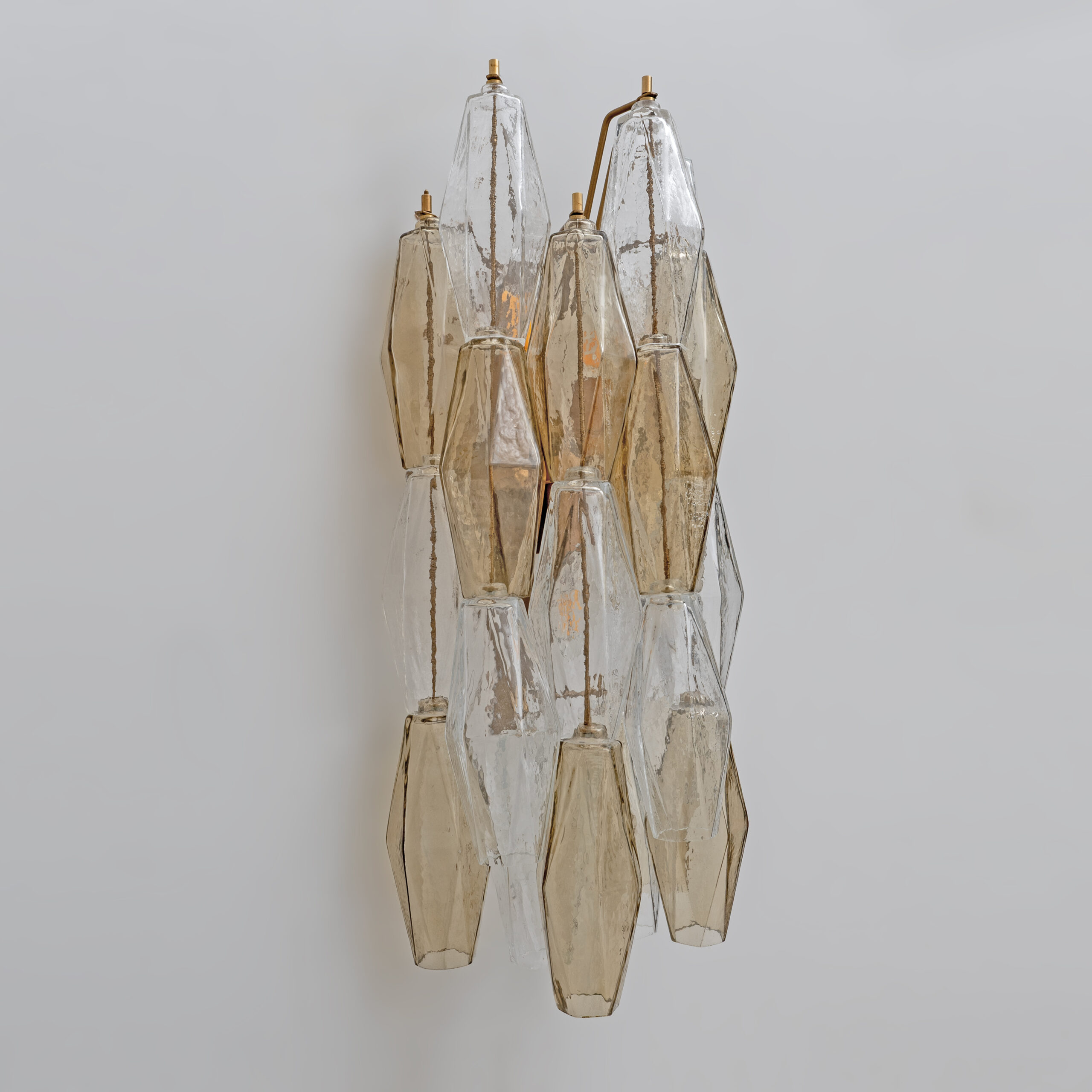 Pair of Murano Glass Poliedri Sconces in Amber and Clear - Image 3